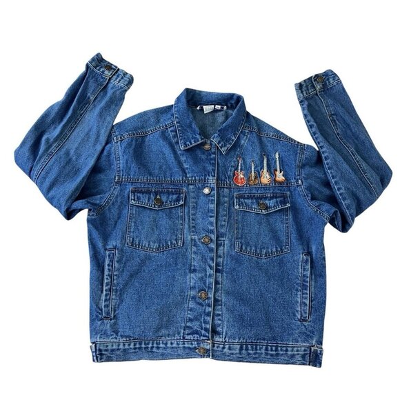 Casey Coleman Jackets & Blazers - Casey Coleman Size  SM Denim jacket Guitar Embroidered Blue